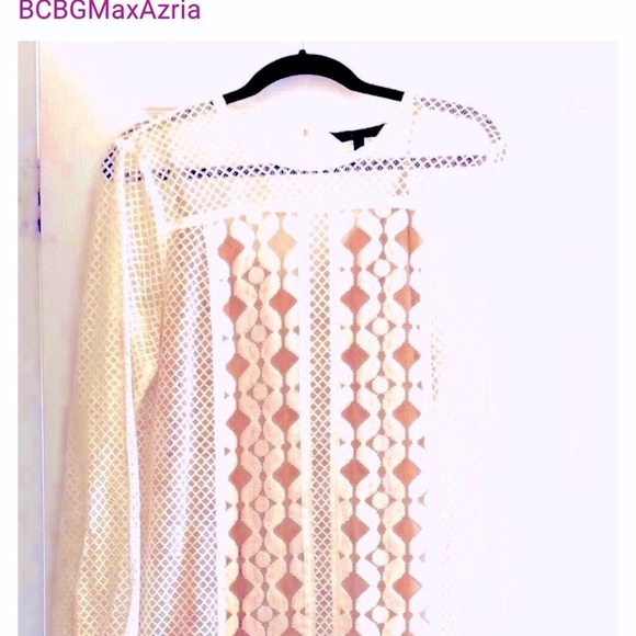 BCBG fully lined unique crochet, classic style L/S dress. Elegant & flirty. - Picture 1 of 9